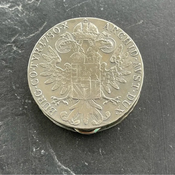 1780 Maria Theresa Thaler Coin Sterling Silver Smuggler Box